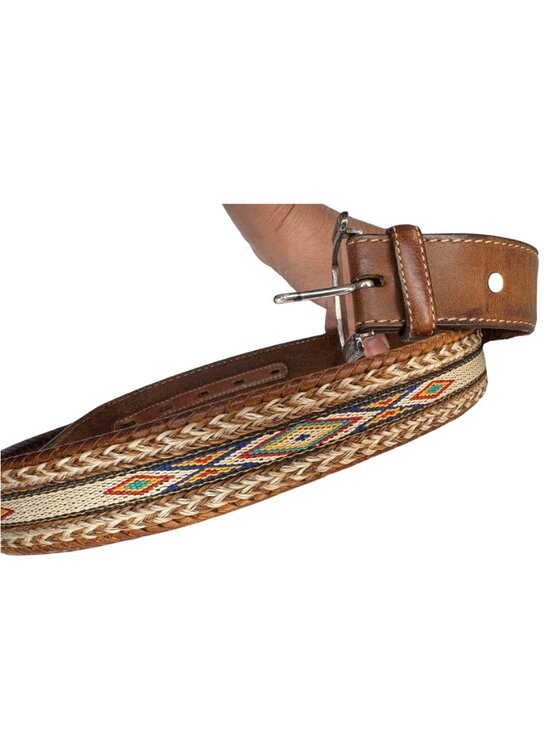 Vintage Southwestern Western Belt Braided Leather Engraved Buckle Boho Cowgirl main image 10